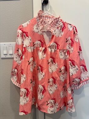 Coral Split-Neck Top